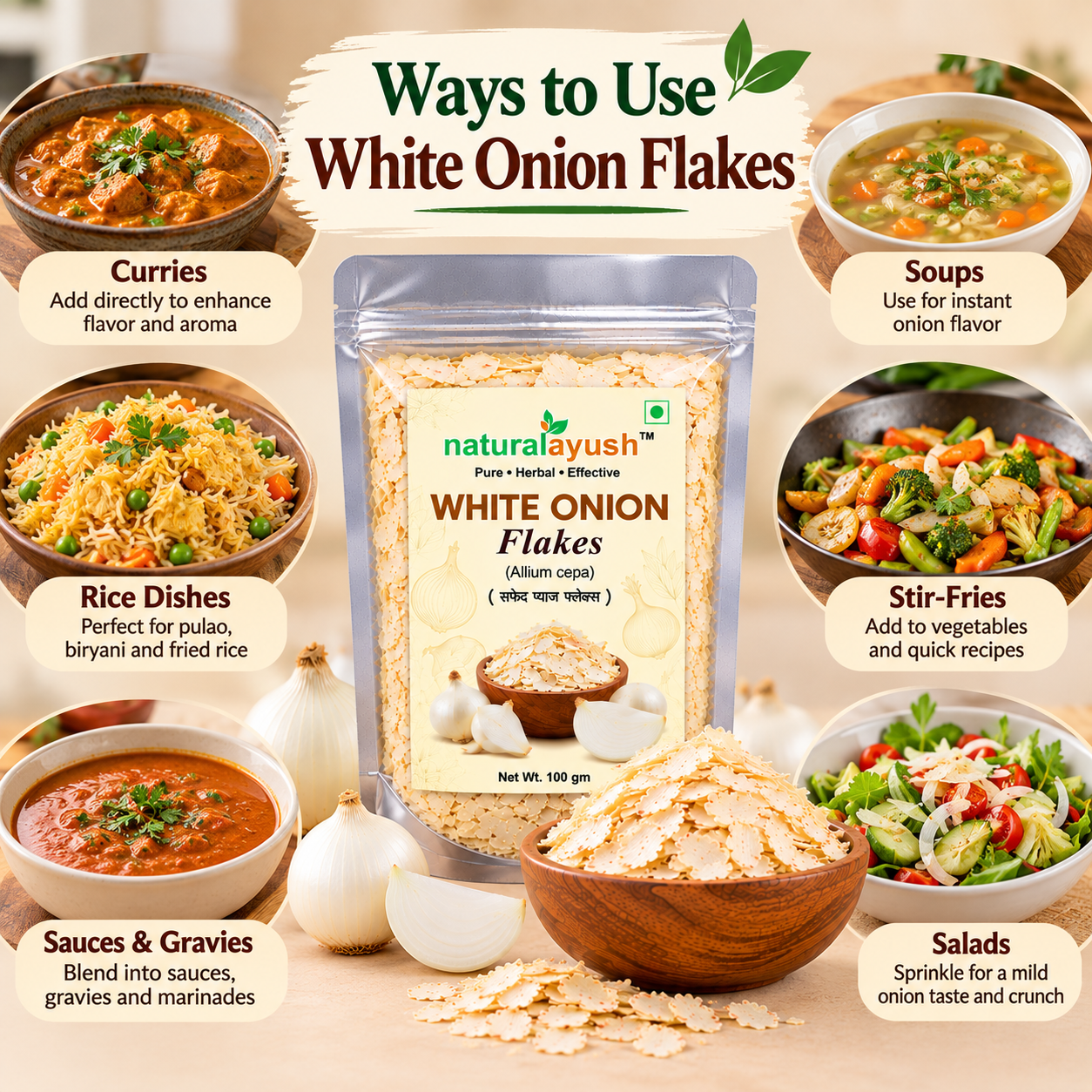 White Onion Flakes (Allium cepa) thumbnail 2